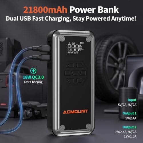 7000A Jump Starter Power Pack with Air Compressor 12V Car Battery Booster — view 5