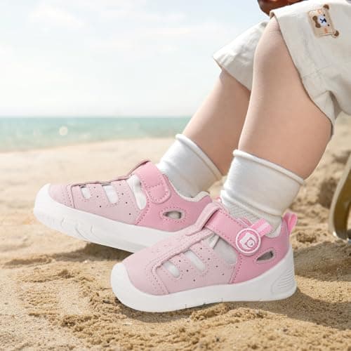 MK MATT KEELY Baby Boys Girls Sandals Toddlers Summer First Walking Shoes Kids Closed Toe Pre Walkers with Anti-Slip Rubber Sole,Pink,Size 4.5 UK Child — view 2