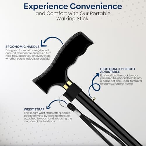 Walking Stick Adjustable Height Mobility Aids Folding Walking Canes — view 3