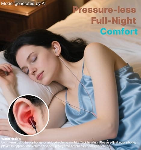 Hmusic 3.5MM Wired Sleep Earphones,2g Lightweight Soft Silicone for Sleeper — view 5