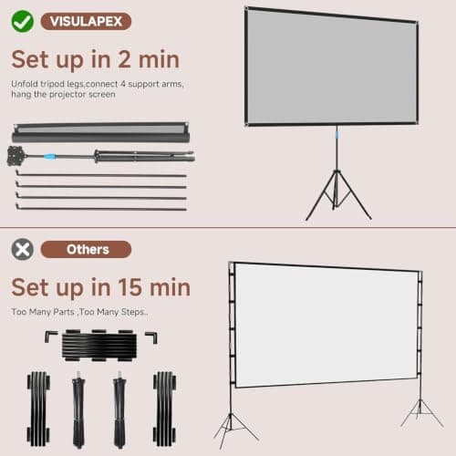 Projector Screen with Stand, 80" Portable Projector Screen Outdoor Indoor — view 4