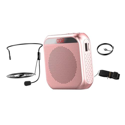 DEARMAMY S17 Portable Mini Voice Amplifier for Teachers with LED Display, Rechargeable Wireless Training Microphone and Travel Speaker, Rose Gold Compact Tour Guide Pa System