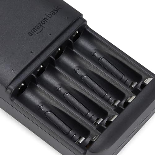 Amazon Basics Battery Charger for Rechargeable AA and AAA NiMh Batteries – UK Plug, 4-Bay, Black — view 5
