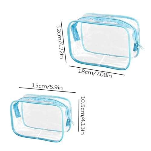 Tabanzhe Clear Travel Toiletries Bag-2 PCS Waterproof Make up Bag with Zippers PVC Cosmetic Pouch Wash Organizer Case Travel Accessories for Men Women Business Bathroom Storage(Blue) — view 2