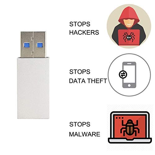ZMA USB Data Blocker | Secure Fast Charging 3rd Gen Data Defender - Anti-Hacking Antivirus USB Data Blocker for iPhone, Smartphone Data Sync Blockers, Blocks Unwanted Data Transfer (2, Silver) — view 2