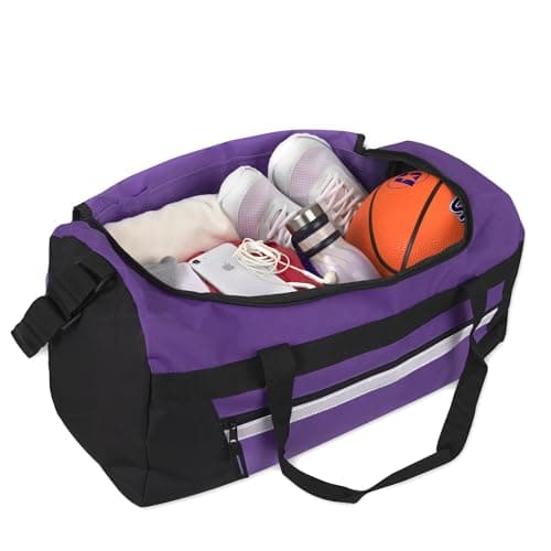 40 Litre, 22 Inch Duffle Bag for Women Men Travel; Large Duffel Bag with Shoulder Strap, Sections (Purple) — view 3