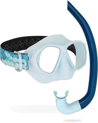 CRESSI since 1946 - Nautilus Combo Kid - Breezy Mask Separate Polycarbonate Lenses + Mini Vibe Snorkel TPR Tube Silicone Mouthpiece Ideal Snorkeling and Surface - Agua Camo - One Size - Kid — view 2