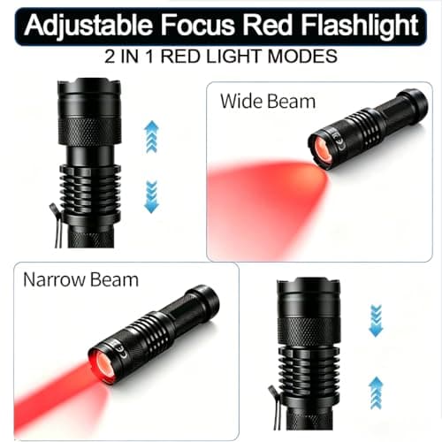 2 Pack LED Red Light Torch, Red Flashlight with Adjustable Focus Portable — view 2