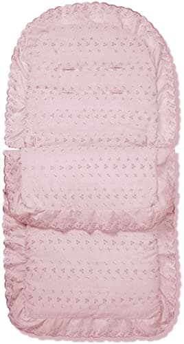 Broderie Anglaise Frilly Universal Fitting Footmuff for Pushchairs Strollers Prams Buggys - Pink