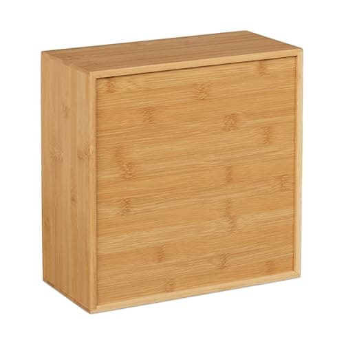 Relaxdays Medicine Cabinet, Bamboo, Freestanding First Aid Cupboard, HWD: 28 x 28 x 16 cm, Medication Storage, Natural — view 6