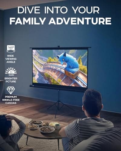 PropVue Projector Screen with Stand 60 inch - Indoor and Outdoor Projection Screen for Movie or Office Presentation - 16:9 HD Premium Wrinkle-Free Tripod Screen — view 2