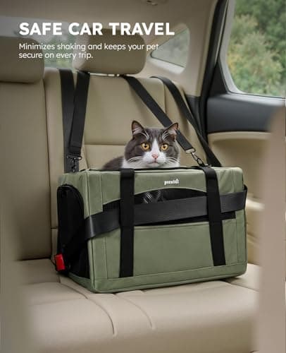 pecute Cat Carrier, Pet Carrier with Scientific Hidden Partition, Green — view 3
