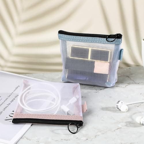 Gjinxi 2 Pc Mini Zipper Toiletry Bag,Mini Mesh Makeup Bag,Small Make Up Bag — view 5