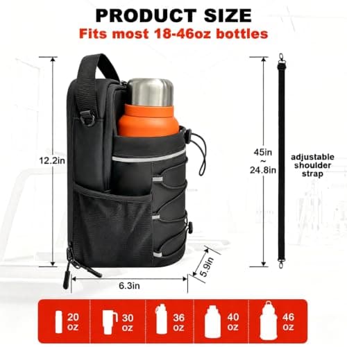 Magnetic Gym Bag,Water Bottle Bag with 3 Strong Magnets, Gym Sling Pack with Phone Pocket, Magnetic Gym Pouch for Running, Cycling, Workout, Travel, Fitness Accessories for Men & Women — view 3