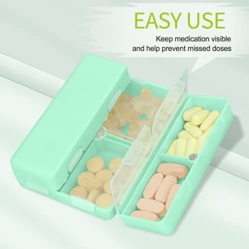 FYY 7 Day Pill Organiser, Travel Tablet Box, [Foldable Design] Weekly Medication Case, Portable Daily Supplements Storage Organizer for Vitamins, Cod Liver Oil, Small-Mint Green — view 5