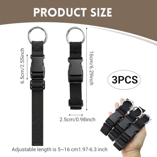 3 Pcs Add a Bag Luggage Straps Jacket Holder Strap with Ring Hooks & Buckle — view 2