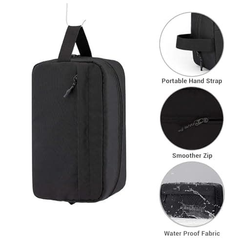 Xiuganpo Men Travel Toiletry Bag Water Nylon Hanging Toiletry Organizer with Mesh Pockets for Business Trip, Shaving Kit Portable Dopp Kit for Essentials Accessories (Black) — view 3