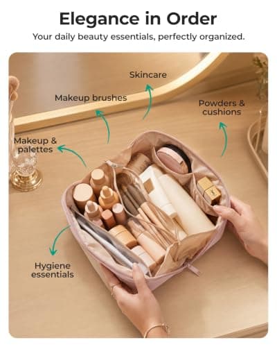 BAGSMART Travel Makeup Bag, Flat Lay Make up Bags for Women — view 5