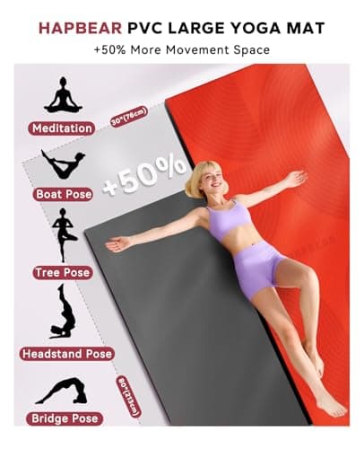 HAPBEAR Extra Large Yoga Mat (84''×30'') - 1/3'' Thick Double-Sided PVC Non-Slip Exercise Mat with High Rebound Cushioning, Dual-Side Usable for Home Gym, Yoga, Pilates & Workouts -Orange — view 2