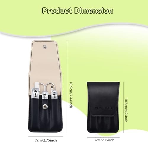 Lovvknd Nail Clippers Set for Men Women Manicure Set with Leather Case, 6 Pcs Travel Nail Kit Stainless Steel Pedicure Set Nail Care Grooming Kits, Idea Gift for Mom Dad Christmas Birthday, Dark Black — view 5