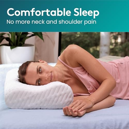 BLISSBURY Contour Pillow, Sandwich Memory Foam Contour Pillow | Curved Pillow for Neck Pain, Neck Support for Back, Stomach, Side Sleepers - Includes a Bamboo Case & Hypoallergenic Charcoal Foam — view 4