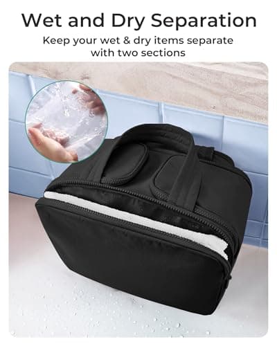 BAGSMART Large Travel Toiletry Makeup Bag, Upright Storage, Brush Pocket — view 4