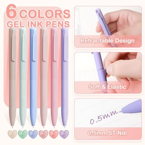 YIBONIKA 44 PCS Aesthetic School Supplies with Pen Case, 6 Colour Pens, 12 Pastel Highlighters, 5 Black Pens, Bookmarks, Essentials Stationery Set for Students Back to School Supplies (Blue) — view 3