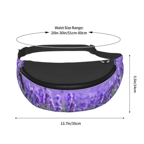 Purple Lavender Bum Bag Waist Fanny Pack,Adjustable Waist Bag for Women Men — view 3