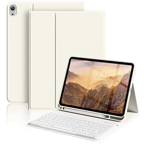 ZOYU Keyboard Case for iPad A16 2025, iPad 10th Gen 2022, Cream White