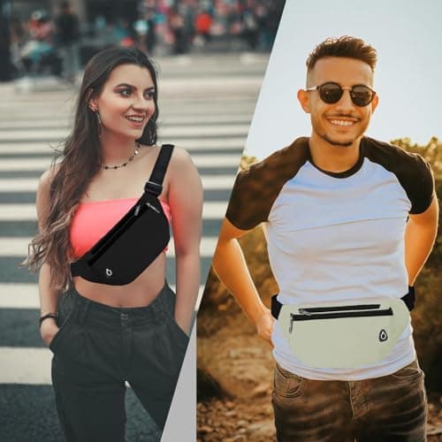 Rosoz Bum Bag, Belt Bag Women's Bum Bag Men's Gifts Sports Hip Bags for Outdoor Travel Running Cycling, beige — view 5