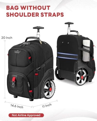 MATEIN Backpack with Wheels, 17 in Wheeled Backpack, Rucksack on Wheels — view 5