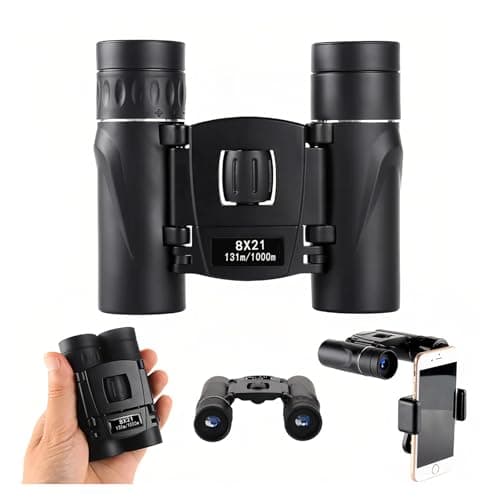 8X21 Binoculars Black, Compact High-Definition Binoculars for Adults & Kids with Universal Phone Clip – Perfect for Bird Watching, Travel, Camping, Concerts & Outdoor Activities