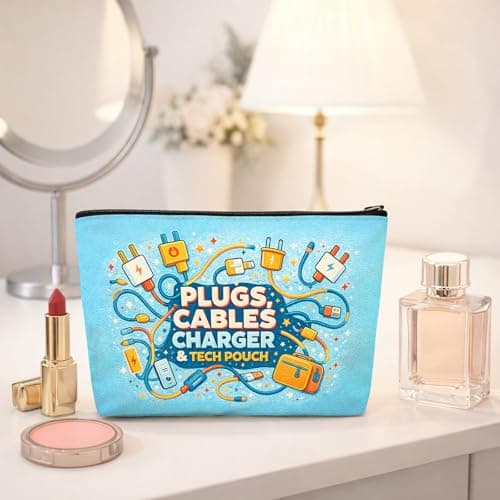 Charger Bag, Cable Bag for Chargers, Portable Makeup Bags with Zipper, Tech Travel Pouch for Travel Essentials, Large Capacity Cable Organiser Bags for Men Women — view 4
