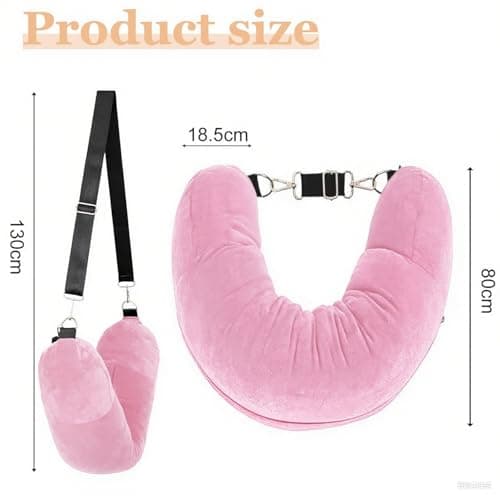 Stuffable Neck Pillow for Travel, 80 * 18.5cm Stuffable Travel Pillow with Adjustable Straps, Travel Pillow Stuffable with Clothes, Neck Pillow Stuffable for Extra Luggage Travel Essentials(Pink) — view 2