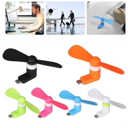 ZiStarlilife USB C for mini Fan, Portable Silicone Phone Cooler With High-Speed Quiet Motor, Lightweight Detachable Design For Outdoor Travel Camping Office Use, Compatible With(Black) — view 4