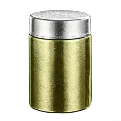 Pure Titanium Tea Canister with Pattern, Airtight Moisture Storage Jar for Travel and Camping, Small Sealed Spice Pot for Home and(Gold)