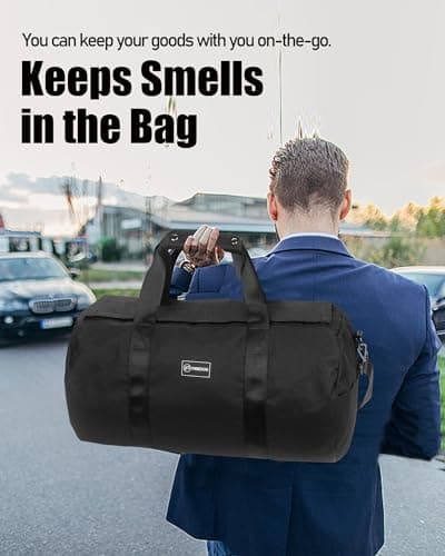 FIREDOG Smell Proof Duffle Bag, Large Smell Proof Bag for Travel Storage, Classic Black, with Lock — view 4