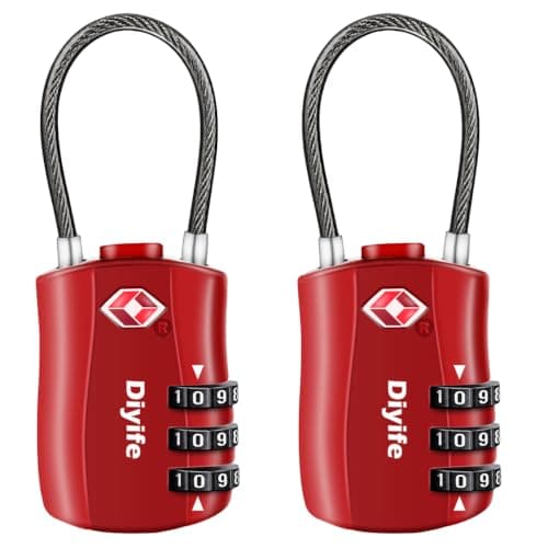 Diyife TSA Approved Luggage Locks with Flexible Steel Cable, Easy to Set up