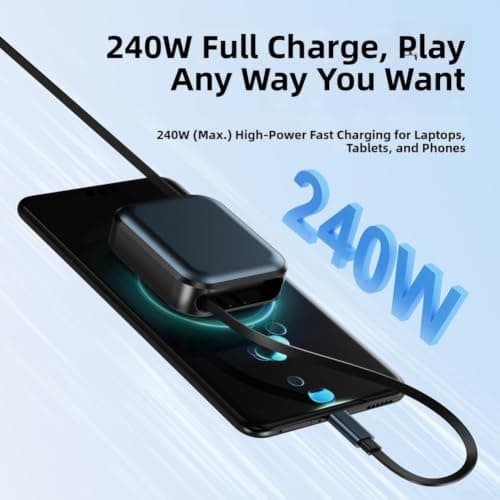 Portable Retractable Charging Cable 240W for Travel(Black) — view 6
