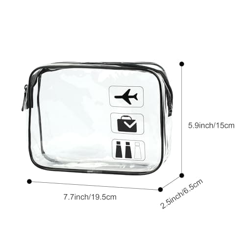 Clear Travel Toiletry Bag TSA Approved Airport Carry On Liquid Bag with Zipper Portable Waterproof Cosmetic Makeup Pouch for Women and Men (Black) — view 2