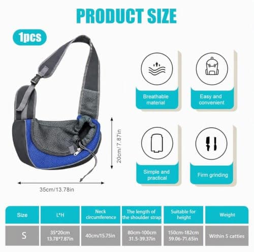 Pet Sling Carrier, Front Pocket Cat Dog Carrier Bag with Breathable Net — view 2
