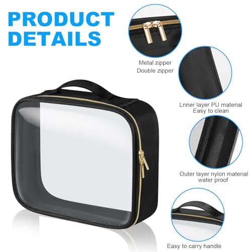 Aucuu 4 Pcs Clear Toiletries Bags, PVC Waterproof Pouch Bags, Portable Cosmetic Makeup Bags with Zippered, Wash Bag for Men, Women, Travel, Business, 19x16x5cm — view 3