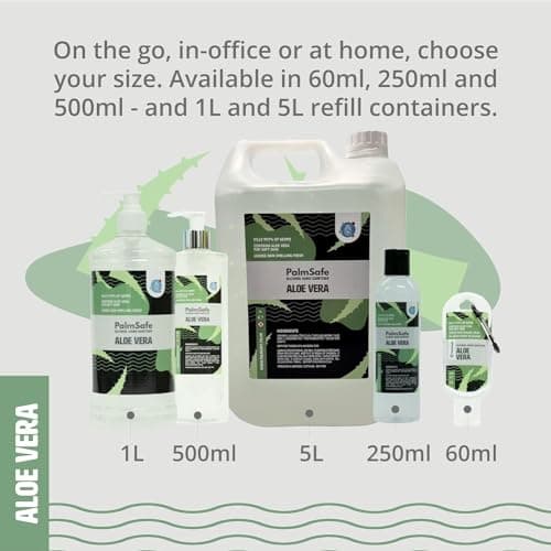 Palm Safe Aloe Vera 3 Pack 60ml Anti Bacterial Premium Hand Sanitiser Travel Size Refillable Clip Bottle Quick Drying Non Sticky Extra Moisturising Kills 99.9% of Viruses and Bacteria — view 5