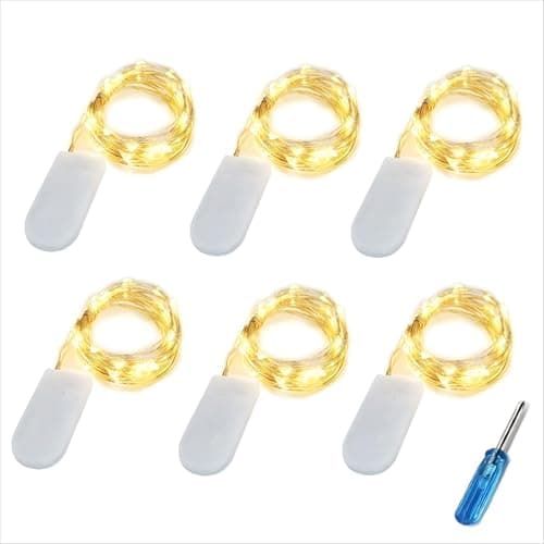 BXROIU 6Pack Fairy Lights Battery Operated, Warm White, 2M 20LEDs,