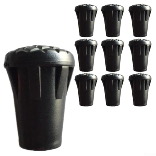 Honseadek Trekking Pole Rubber Tips 10 Pack Black Plastic Foot Covers — view 2