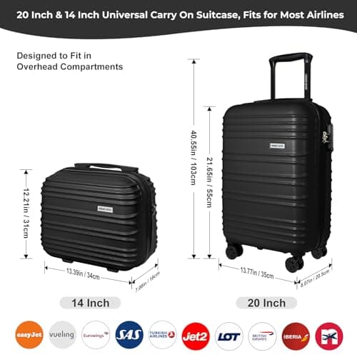 Luggage Depot 2 Piece Suitcase Set, Cabin Travel, TSA Lock, ABS Black — view 2