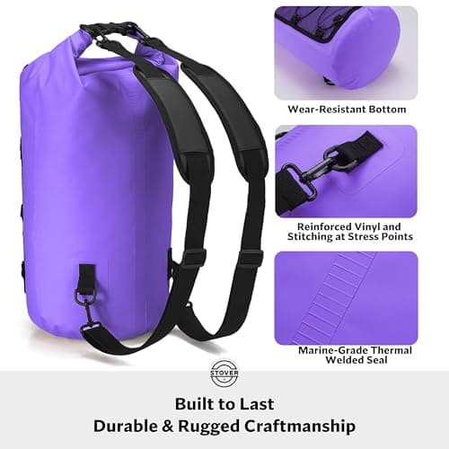 STOVER 5/10/25/30/40L Waterproof Dry Bag- Roll-Top Backpack w/Phone Case- Kayaking, Hiking, Camping, Boating- Men/Women — view 4