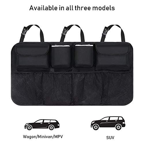 URAQT Car Boot Organiser Waterproof Kick Mats Car Organiser Seat Back Protectors, Multi-Pocket Children's Travel Storage, Durable Foldable Cargo Net Storage for Car Backseat Cover — view 5