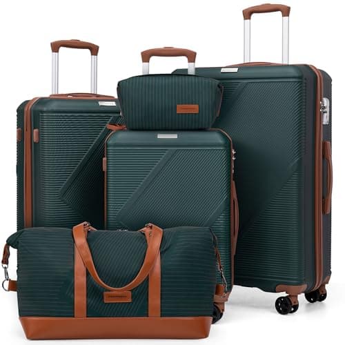 CONCEPTEN Luggage Sets 5 Piece, Suitcases With Wheels, Lightweight Travel Luggage Set With TSA Lock, ABS Hardshell Carry On Suitcase Set, Teal, 5PCS, Suitcases With Wheels