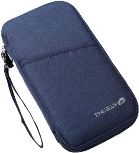 YYGOJOY Family Passport Holder Travel Wallet, Travel Document Holder Organiser, Passport Case for Cash, Passport ID Card, Credit Cards, Flight Ticket Pen for Men Women (Navy Blue)